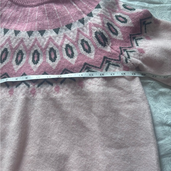 Pink Lily Geometric Pink Fair Aisle Sweater Wool Blend Western XL - Picture 8 of 8